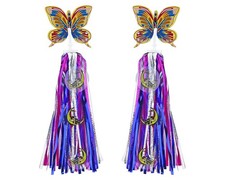 Dream Cartoon Neon Multi-Color Bicycle Handlebar Streamers w/ Butterfly Topper.