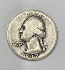 1937 P Washington Quarter 25c Philadelphia 90% Silver US Coin