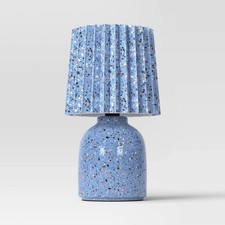 Room Essentials Ceramic Base 10  Table Lamp Pleated Shade Blue Speckled NWT's