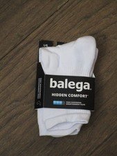 BALEGA HIDDEN COMFORT MINI CREW SOCKS IN WHITE SIZE LARGE NEW