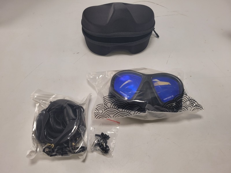 Dry Snorkel Set Mirror Mask Tempered Glass Silicone Diving Gear Adults with Case