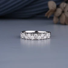 IGI Certified 0.95 CT Round Lab Grown Diamond Eternity Band Ring 14K White Gold
