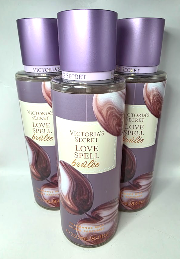 VICTORIA'S SECRET LOVE SPELL BRULEE BODY MIST 8.4 FL OZ EACH (3