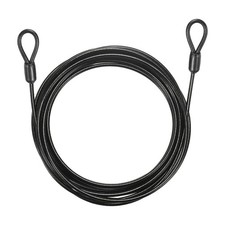 3/16" Dia 12.5ft Security Cable Lock Vinyl Coated Steel with Loops Black