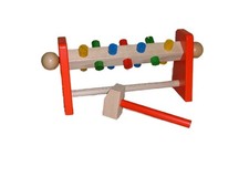 Wooden Toy Hammer Bench with Hammer WxDxH 32x9x14cm NEW Wood Patience Game