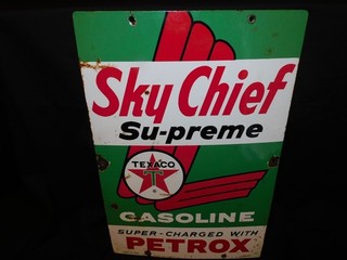 Vintage 1962 Texaco Sky Chief Supreme Petrox Porcelain Gas Pump Sign DATE 3 5 62