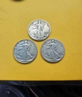 3 Walking Liberty Silver Half Dollars, 1940, 1941, 1942; 1.0851 oz's of Silver