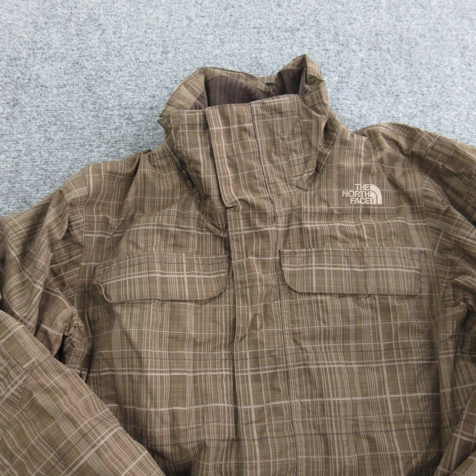 Женская куртка The North Face Размер Small Коричневая Клетчатая HyVent Изолированная с капюшоном На молнии - Изображение 2 из 4
