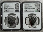 2025 S MORGAN/PEACE SILVER DOLLAR SET NGC PF70 REVERSE PR MERCANTI-FDI
