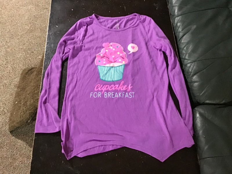 So Brand Purple “Cupcakes for breakfast” long sleeve shirt For 16 Year olds