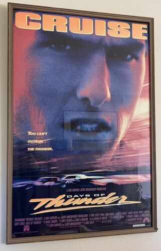 OG 1990 Framed DAYS OF THUNDER Movie Theatre Poster Tom Cruise 23" x 32" MINT - Picture 1 of 5