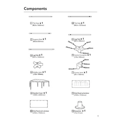 KSMDIRECT Spare Parts For HOME 3m x 6m Gazebo 1428.