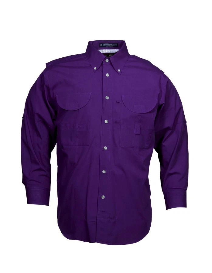 Tiger Hill Men's Fishing Shirt Long Sleeves Purple
