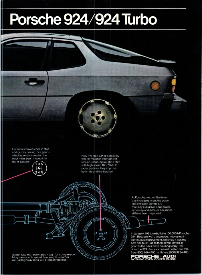1981 Porsche 924 Turbo No 12 Drivetrain 2 Page Vintage Print Ad 80s Wall Art - Image 3 of 3