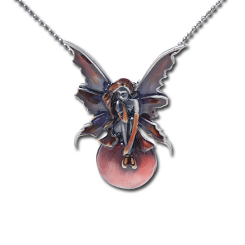 SCARLET BUBBLE RIDER FAERY Fairy Necklace Kitty Faerie Pendant Jewelry Amy Brown - Picture 1 of 1