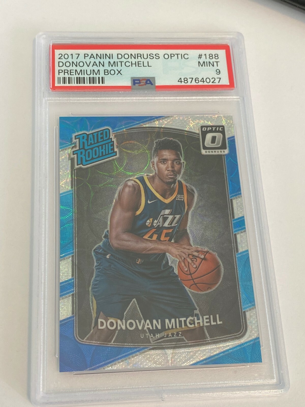 2017-18 Donovan Mitchell Panini Optic Scope PREMIUM ROOKIE RC 175/249 PSA 9