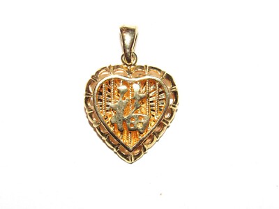 Médaillon Pendentif Cœur Ouvragé En Plaqué Or Jaune - Bijou Vintage - Très Bon État
