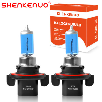 9008 H13 Halogen Headlight Bulbs – High/Low Beam For 2006-2012 Dodge Ram 1500/2500/3500 – SHENKENUO, 100/90W, 5000lm
