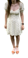 Urban Outfitters Women's Cream Floral Coquette Prairie Dress Puff Sleeve, S, EUC