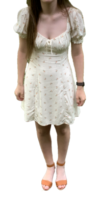urban outfitters cream dress Urban Outfitters Women's Cream Floral Coquette Prairie Dress Puff Sleeve,  S, EUC
