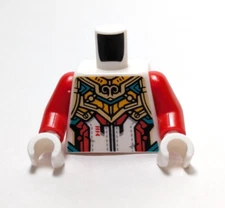 Lego - Minifigure Torso - Red White Light Orange, Armor