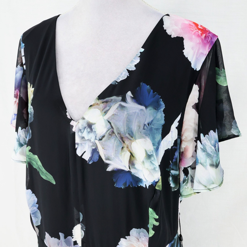 Adrianna Papell Jumpsuit Dress Plus 24W Black Pants Floral Skirt Chiffon New - Picture 11 of 16