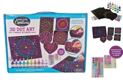 RoseArt 3D Dot Art Paint Studio Kit Diamond-like Craft Set Mandela Adults Kids