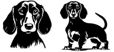 2 Pack Dachshund Black Vinyl Graphic Decals Car Window Laptop Notebook Tablet