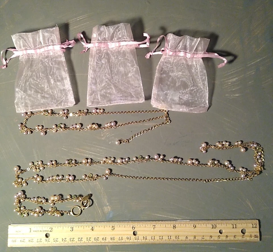 COOKIE LEE Coordinating Jewelry 3pc Coordinating Lot, Pink Pearl and Gold Tone! - Image 3 of 4