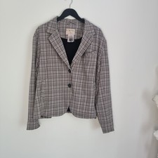 Free People 'cali' Blazer Jacket Plaid Check Slouch Relaxed Layering Smart Large