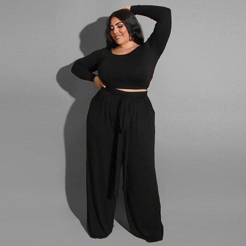 Fashion Women Long Sleeve Crop Top Pants Outfits Casual Suit Tracksuit Plus Size - Picture 18 of 34