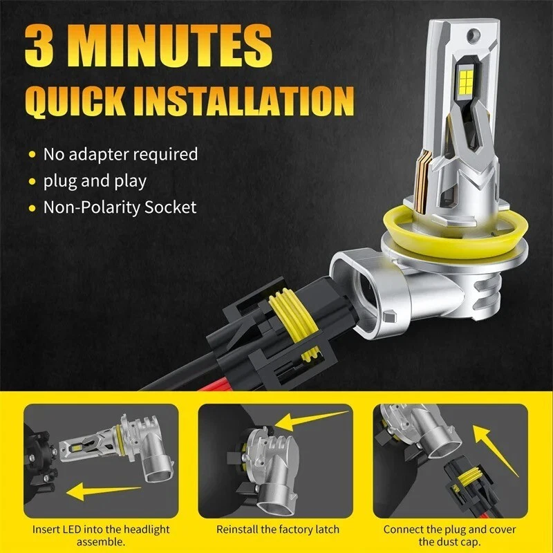 2X Bombilla LED H4 CSP 120W 6000K 30000LM - Faros De Alta Potencia IP68 NUEVO FR - Imagen 2 de 4