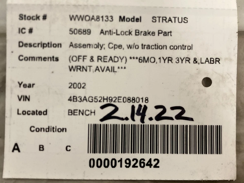 Conjunto de bomba y motor ABS usado se adapta a: Dodge Stratus 2002 montaje Cpe sin tracto Foto 3 de 4
