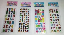 Lot 4x puffy sticker sheets letters, numbers, math symbols!