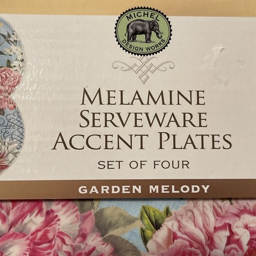 Michel Design Works Melamine Plate Garden Melody 8" Salad Desert Plates New - Picture 4 of 6