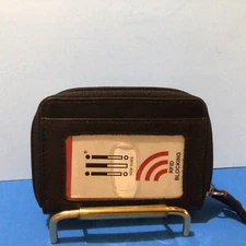 New ILI leather wallet credit card holder RFID 6714  black accordion