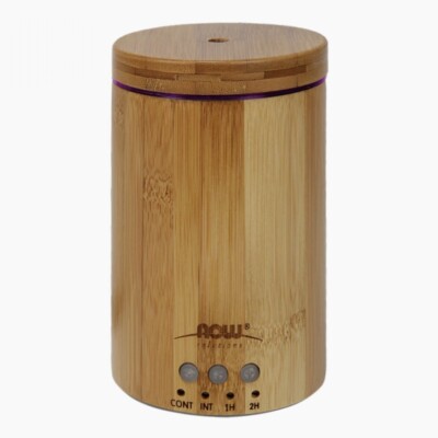 NEW!  NOW Solutions Real Bamboo ULTRASONIC OIL DIFFUSER w/ Cool Steam + Auto Off