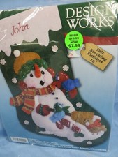 Design Works Snowman with Birds Felt Stocking Kit 5075 NIP