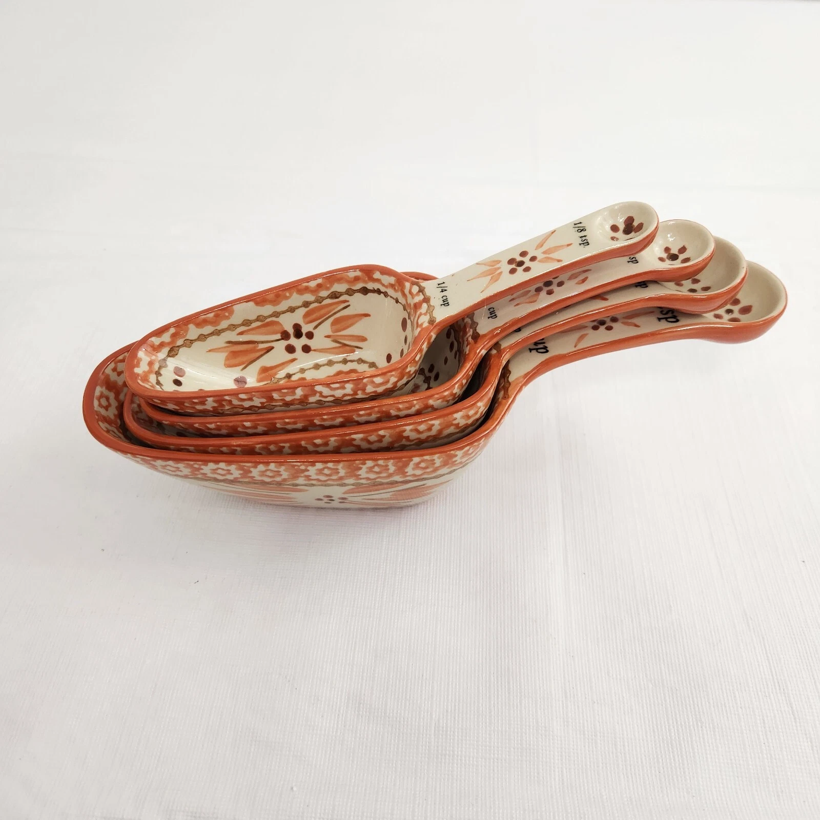 Temptations Old World SPICE Measuring Cups Spoons Nesting Set of 4 Burnt Orange
