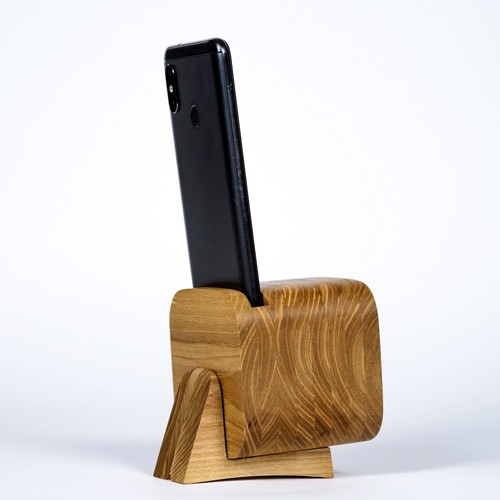 Wooden Phone Speaker iPhone Holder Passive Amplifier Handmade Phone