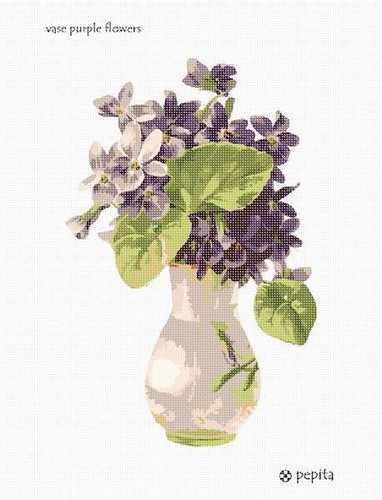 Vase lila Blumen Nadelspitze Set oder Leinwand - Bild 1 von 3