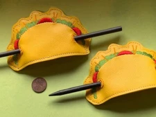 Lot 2 Hair Stick Barrettes  TACO TACO!!  New faux leather Free ship