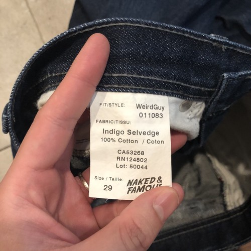 Naked & Famous Japanese Indigo Selvedge Jeans Weird Guy Men’s 30x33 Button Fly - Picture 11 of 15