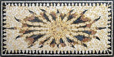 Bright Shiny Sun Bonfire Flames Black Edges Border Marble Mosaic