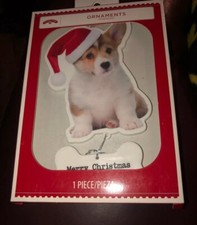 New Holiday Time Corgi W/ Hanging  Merry Christmas  Bone Tree Ornament Dog Pet