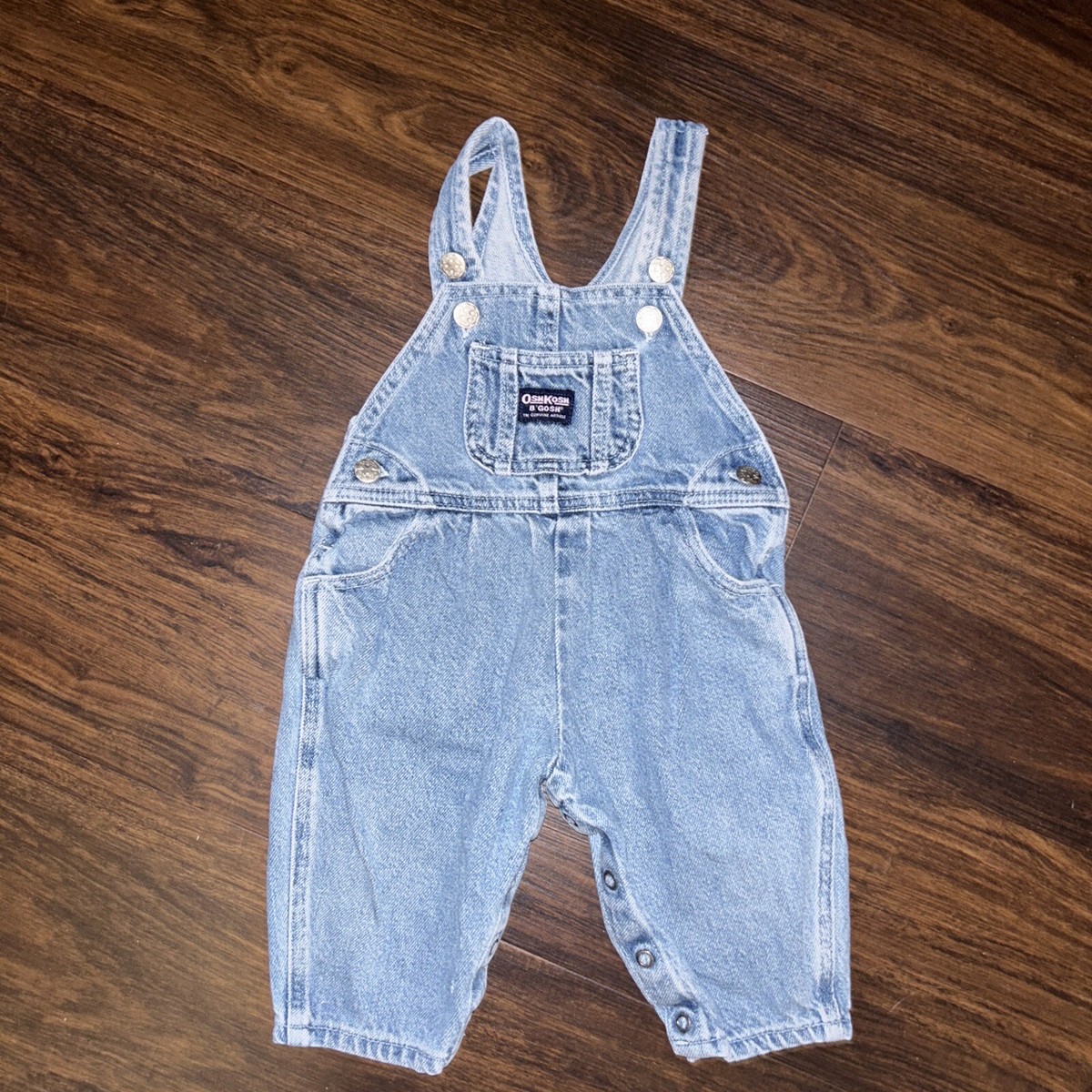 Vintage Oshkosh Vestbak Denim Overall Bibs 12 Months Bubble