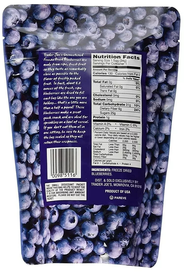 Trader Joe's Freeze Dried BLUEBERRIES Unsweetened
