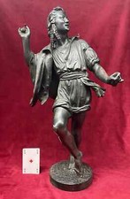CALMELS SCULPTURE BRONZE MUSIQUE MUSICIEN DANSEUR AUX CASTAGNETTES PRADIER 19EME