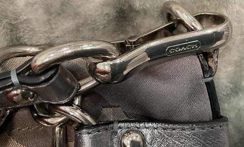 COACH BROOKE Taupe,Gray,Signature Sateen Leather Large Hobo Shoulder Bag Purse. - Picture 10 of 11
