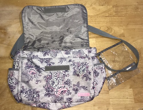 Neu ohne Etikett Laura Ashley Baby Windel Umhängetasche Kuriertasche grau rosa Blumenmuster - Bild 7 von 14